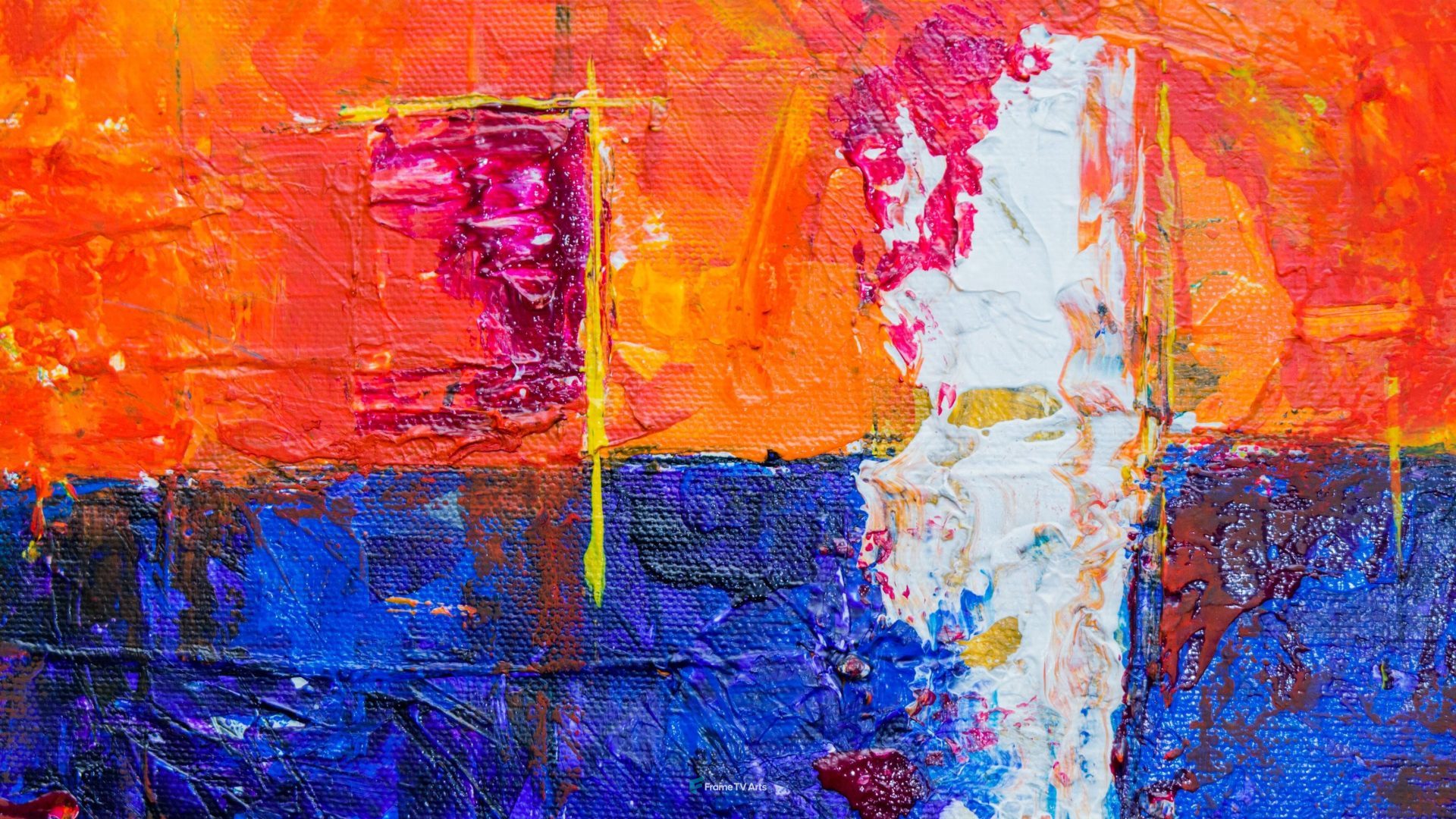 Vibrantly contrasting abstract in blue and orange hues — Samsung Frame TV art