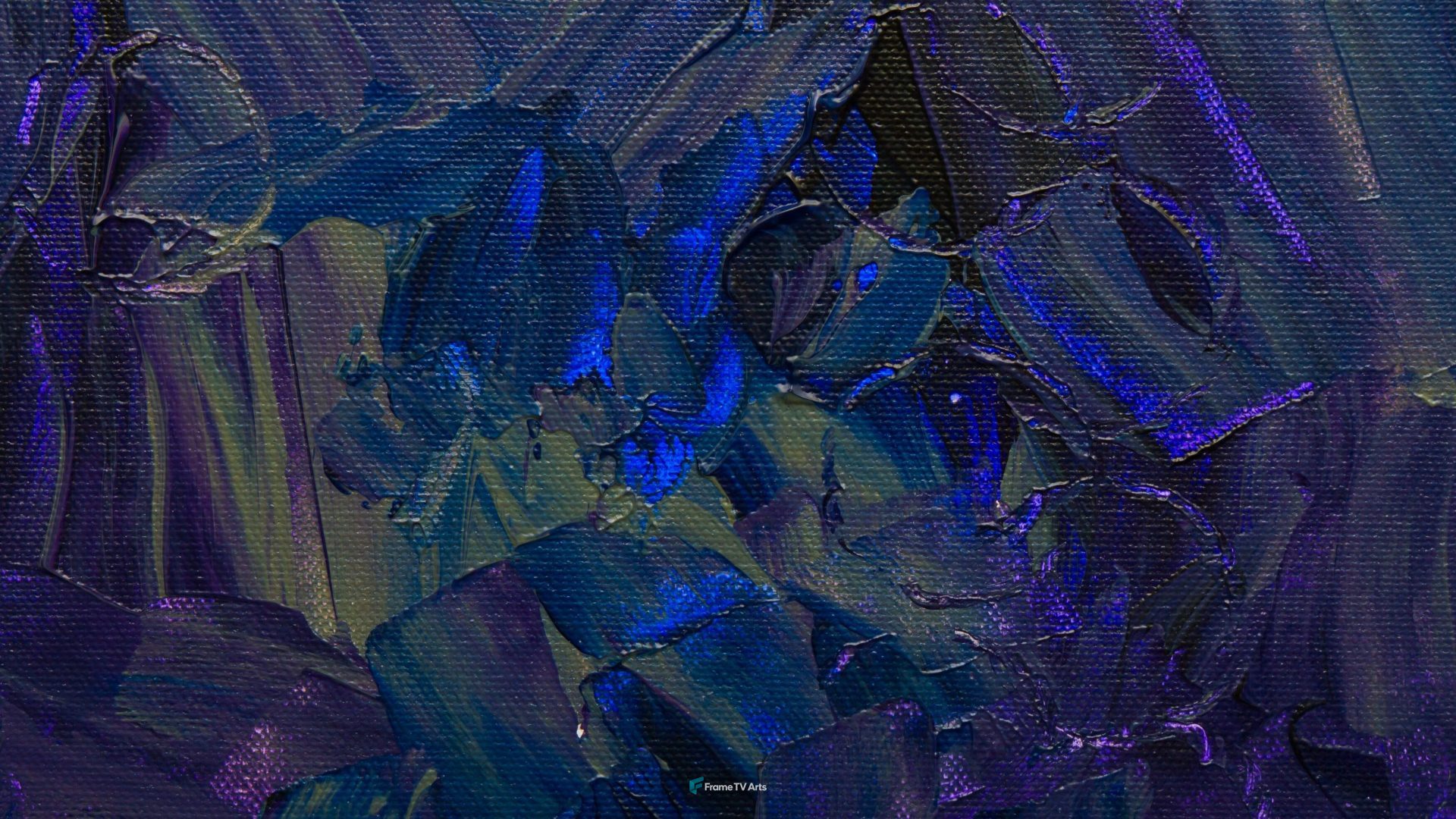 Dark moody abstract with deep blue and violet tones — Samsung Frame TV art