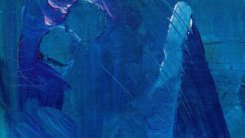 Deep blue abstract painting with textured layers — Samsung Frame TV art
