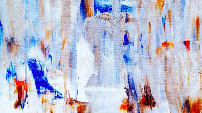 Abstract painting with light blue and burnt orange textures — Samsung Frame TV art