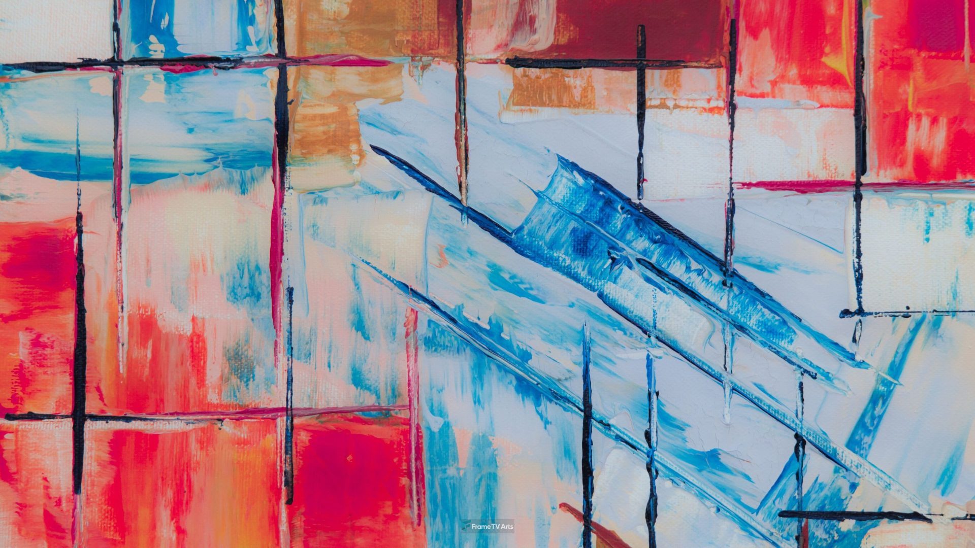 Vibrant abstract painting with intersecting colors and lines. — Samsung Frame TV art