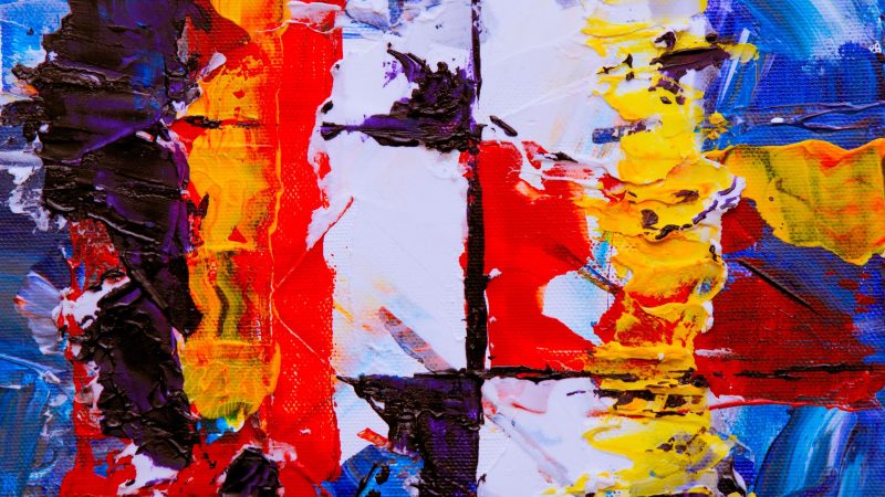 Bold primary colors in an abstract composition on canvas — Samsung Frame TV art