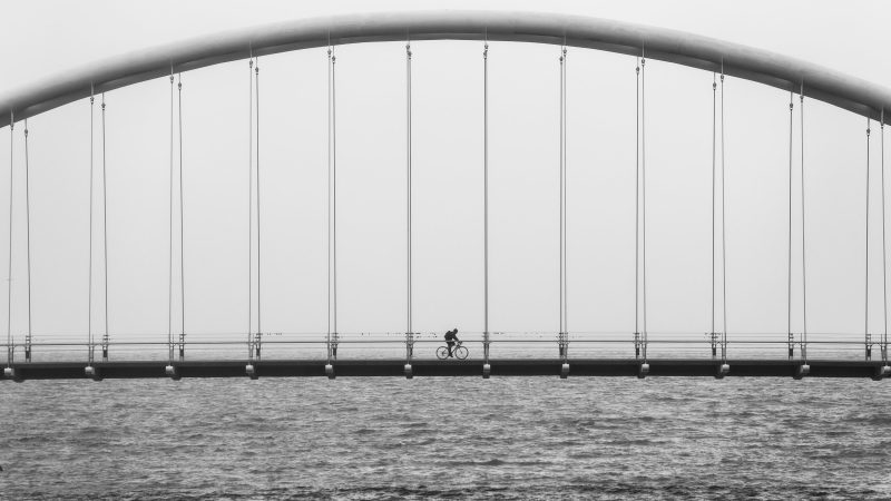 Biking Over Bridge — Samsung Frame TV art