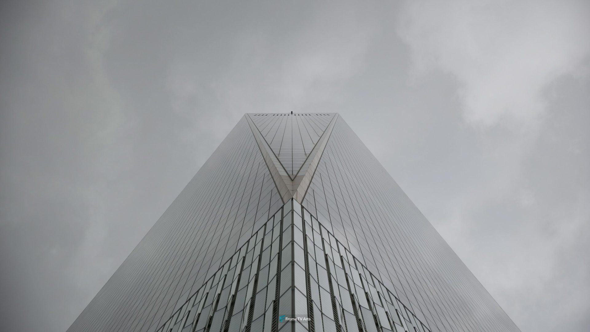 Corner view of a glass skyscraper — Samsung Frame TV art