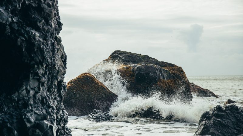 Black volcanic rocks by the sea — Samsung Frame TV art