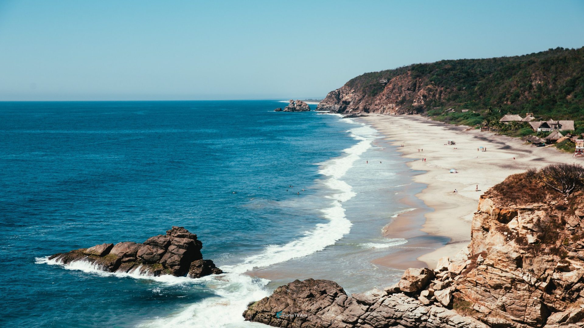 Blue ocean with sandy beach — Samsung Frame TV art
