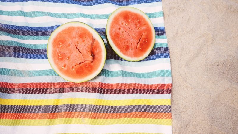 Sliced Watermelon on beach sand — Samsung Frame TV art