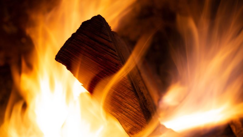 Flames engulfing a log in a campfire — Samsung Frame TV art