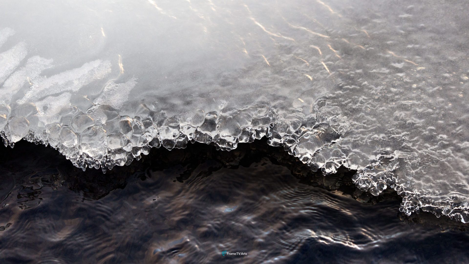 Icy shore meeting rippling water — Samsung Frame TV art