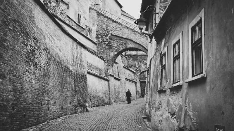 Vintage black and white alleyway scene — Samsung Frame TV art