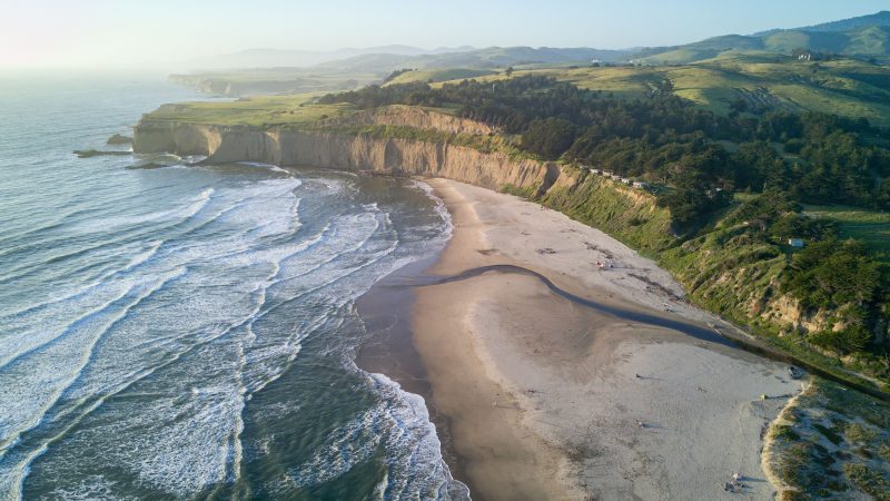 Drone view of coastline and beach — Samsung Frame TV art