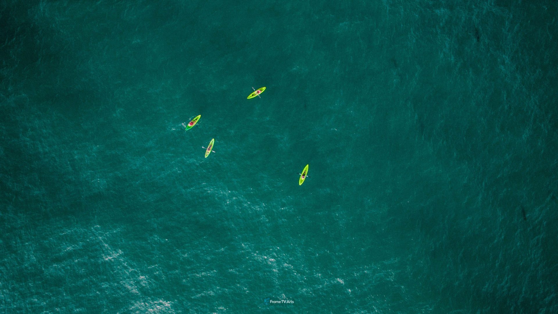 Kayakers in emerald ocean water — Samsung Frame TV art