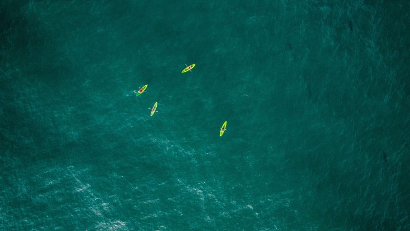 Kayakers in emerald ocean water — Samsung Frame TV art
