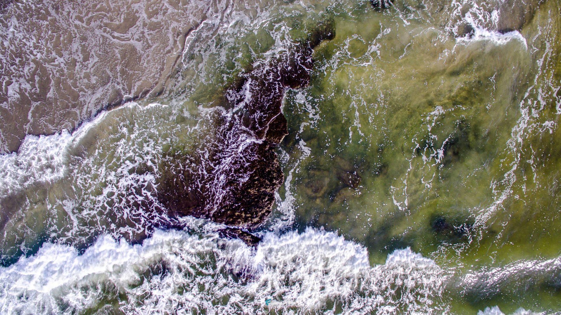 Top view of waves washing over a beach — Samsung Frame TV art
