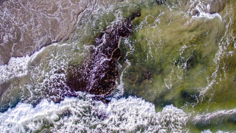 Top view of waves washing over a beach — Samsung Frame TV art