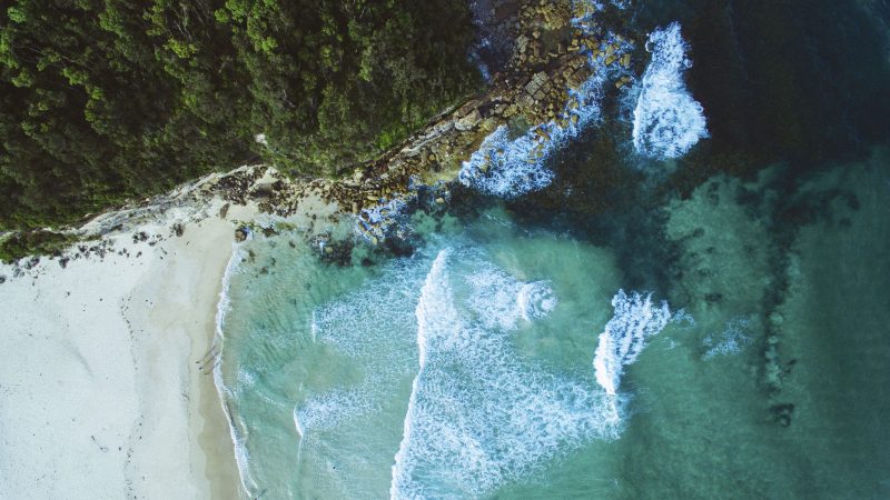 Aerial view of beach with shoreline waves — Samsung Frame TV art