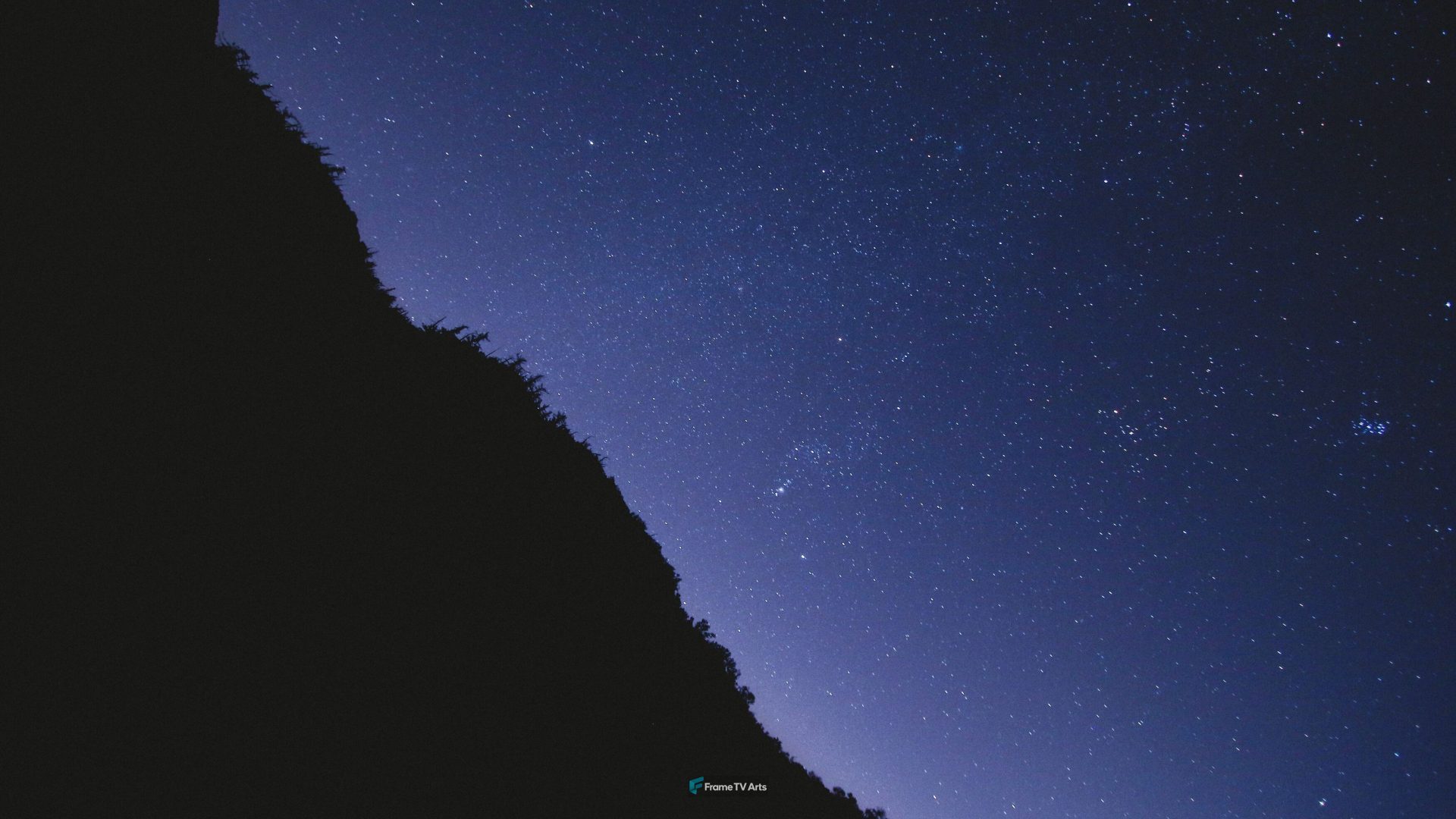 Starry night sky over silhouette mountain — Samsung Frame TV art