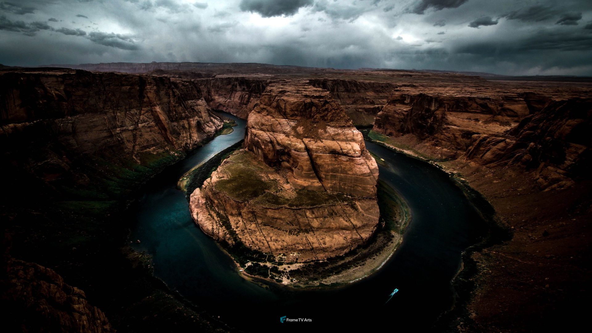 Dramatic cliffs and river bend — Samsung Frame TV art