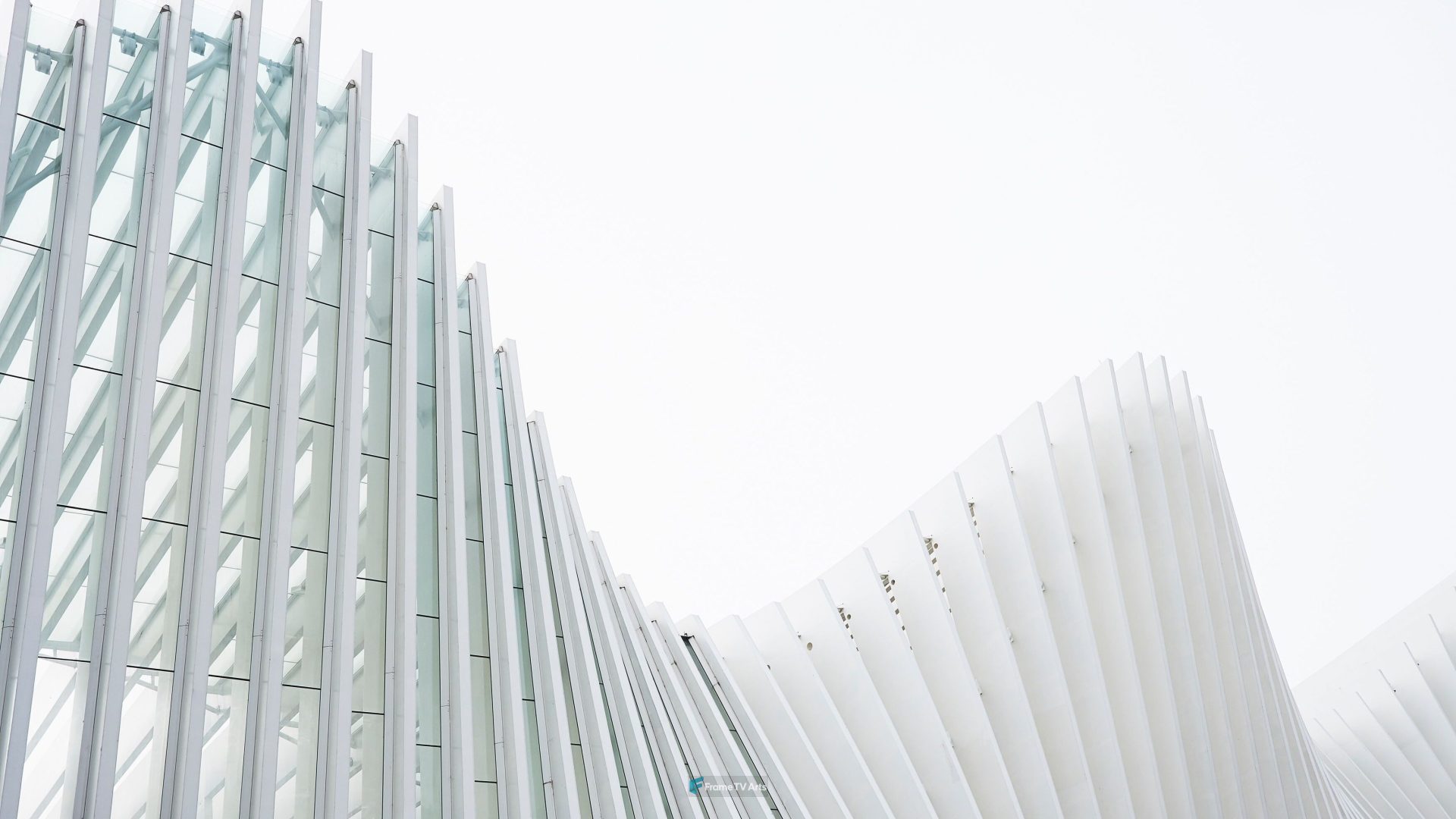Modern architectural design with white flowing structures forming curves — Samsung Frame TV art