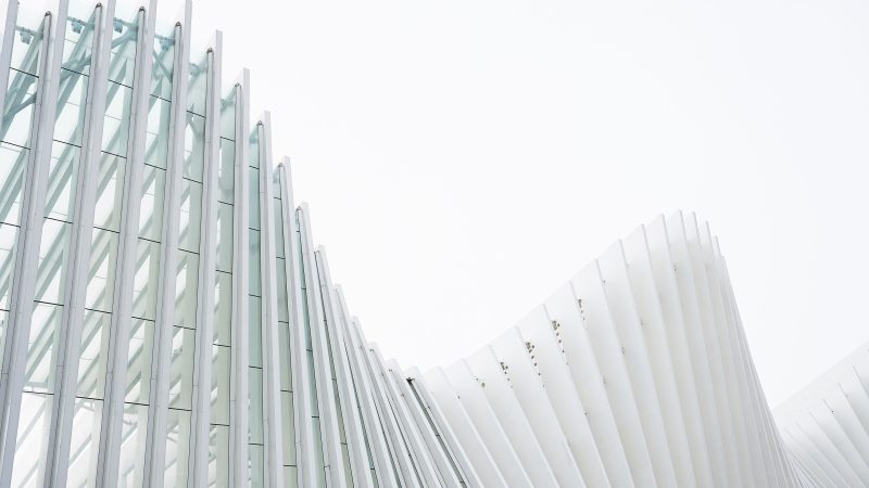 Modern architectural design with white flowing structures forming curves — Samsung Frame TV art