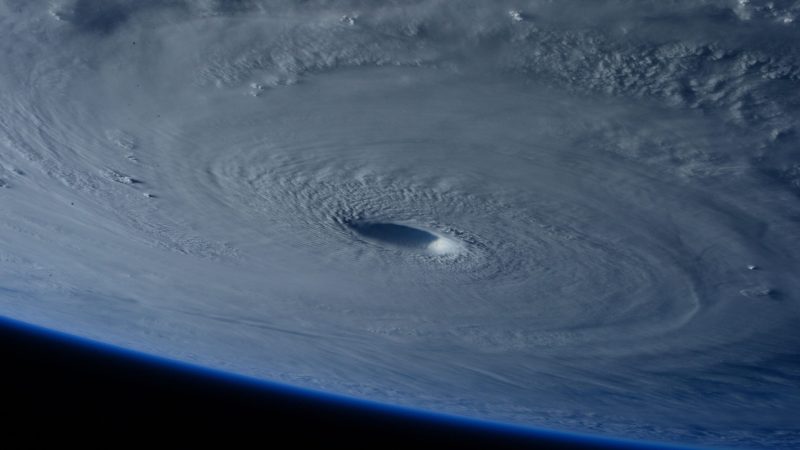 A giant storm system with a clearly defined eye viewed from space. — Samsung Frame TV art
