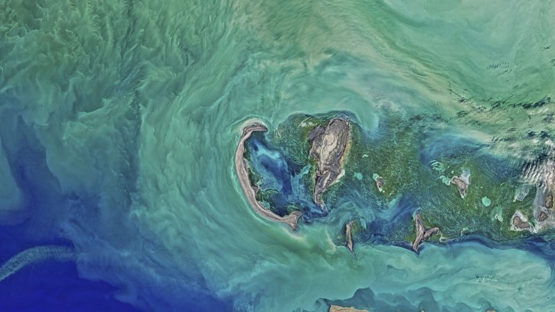 Satellite image of a vibrant coastal region with intricate details. — Samsung Frame TV art