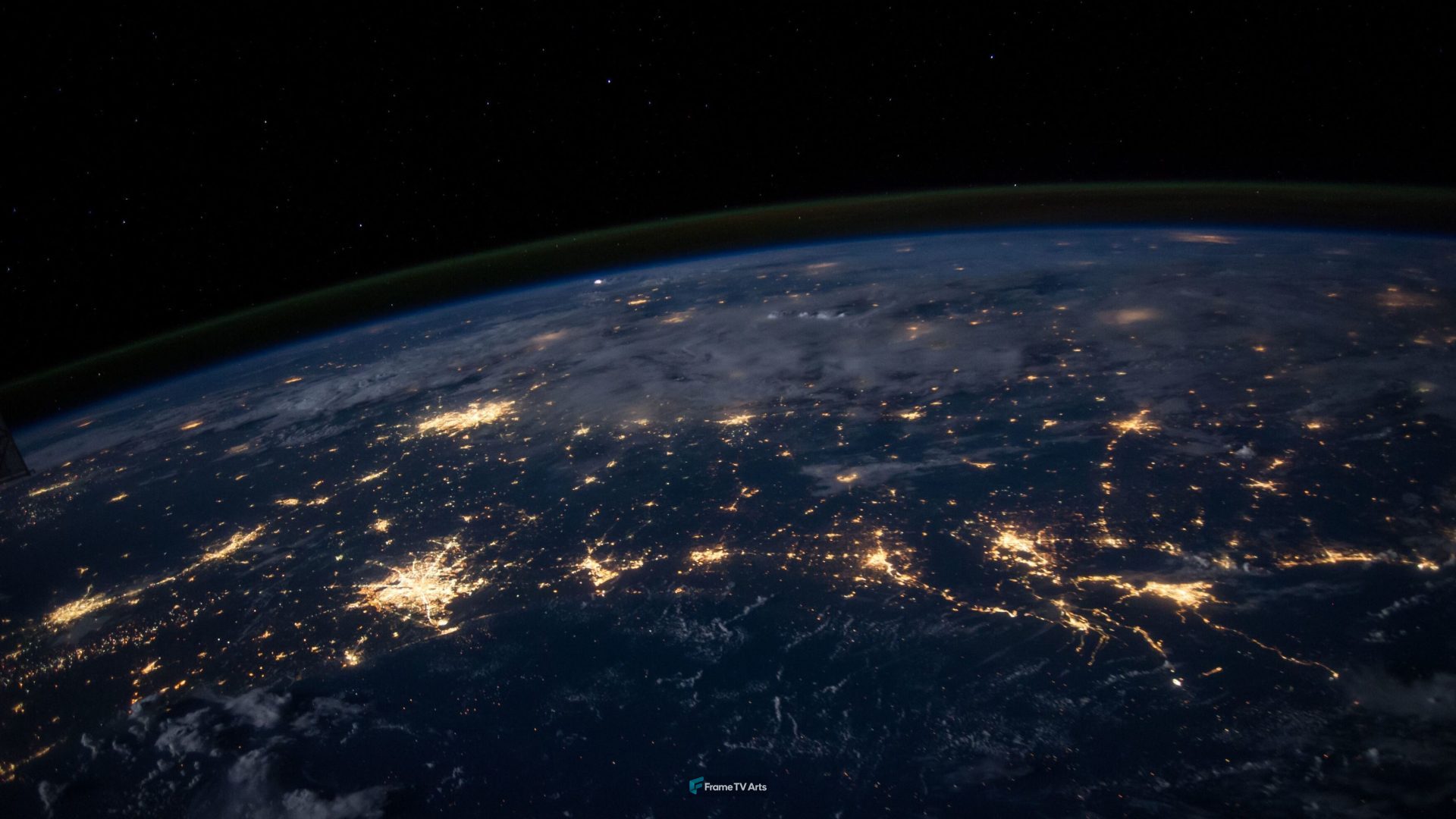 Breathtaking view of Earth from space showing the glowing cities. — Samsung Frame TV art