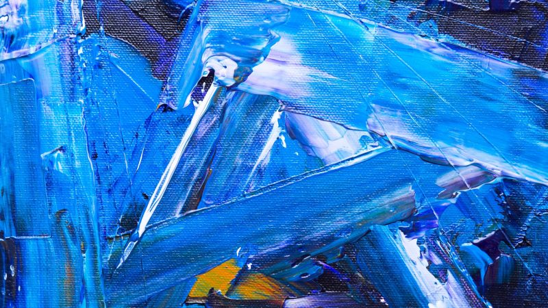 Cool-toned abstract painting with textural brushstrokes. — Samsung Frame TV art