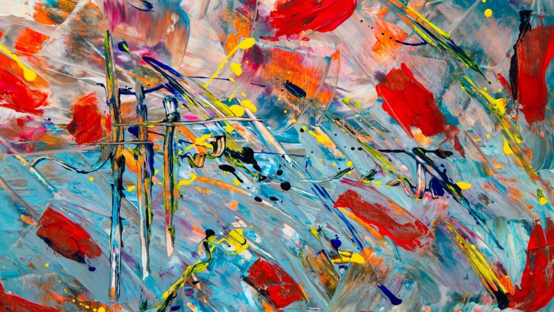 Colorful abstract painting with mixed red and blue hues — Samsung Frame TV art