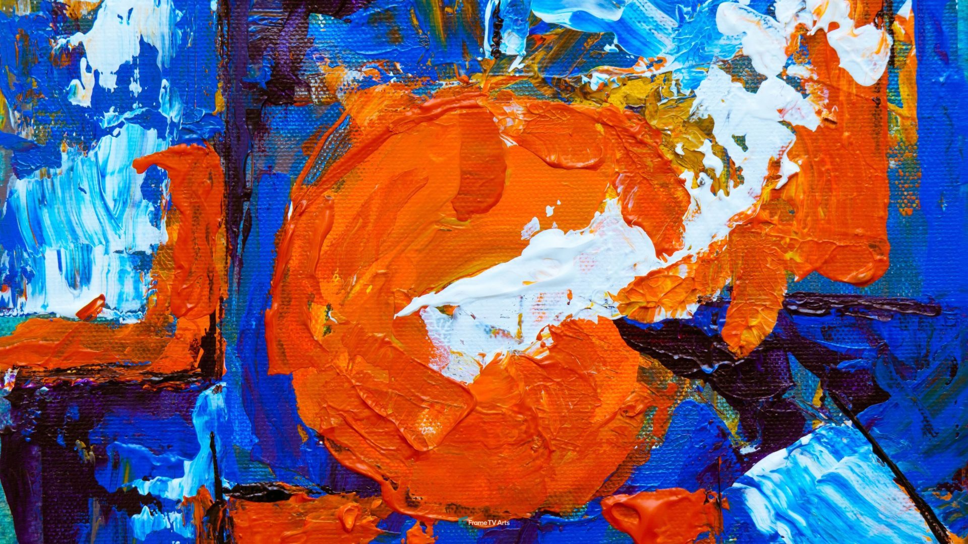 Vibrant abstract art featuring circular orange element. — Samsung Frame TV art