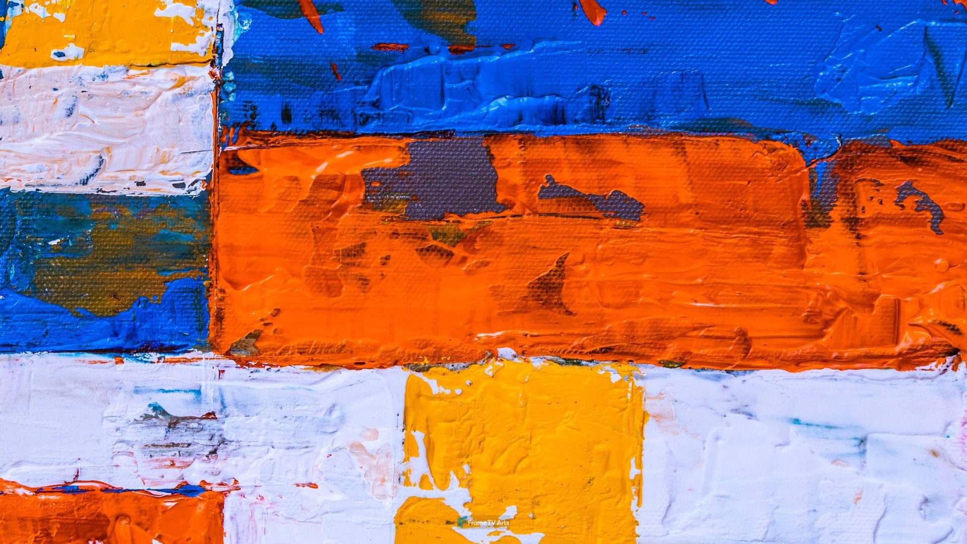 Orange and blue geometric texture abstract painting — Samsung Frame TV art