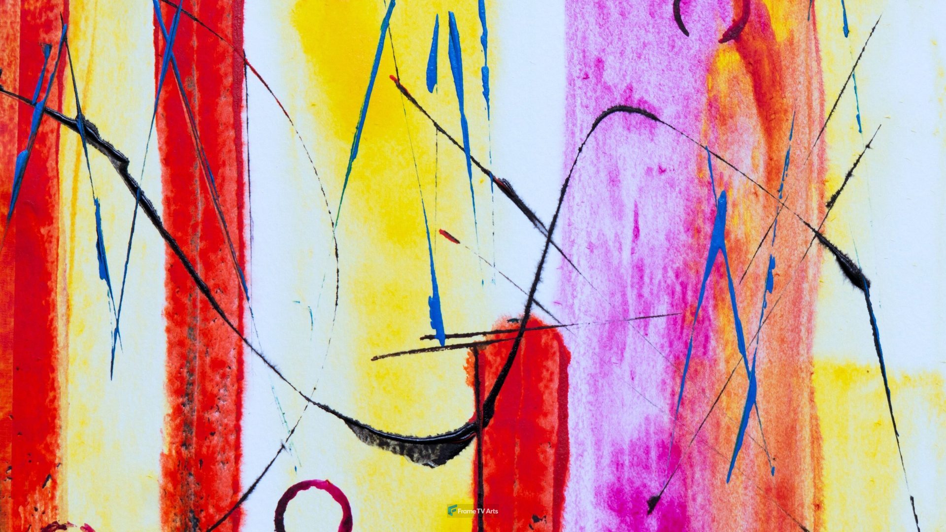 Bright abstract painting with red, yellow, and pink hues — Samsung Frame TV art