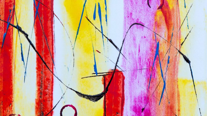 Bright abstract painting with red, yellow, and pink hues — Samsung Frame TV art