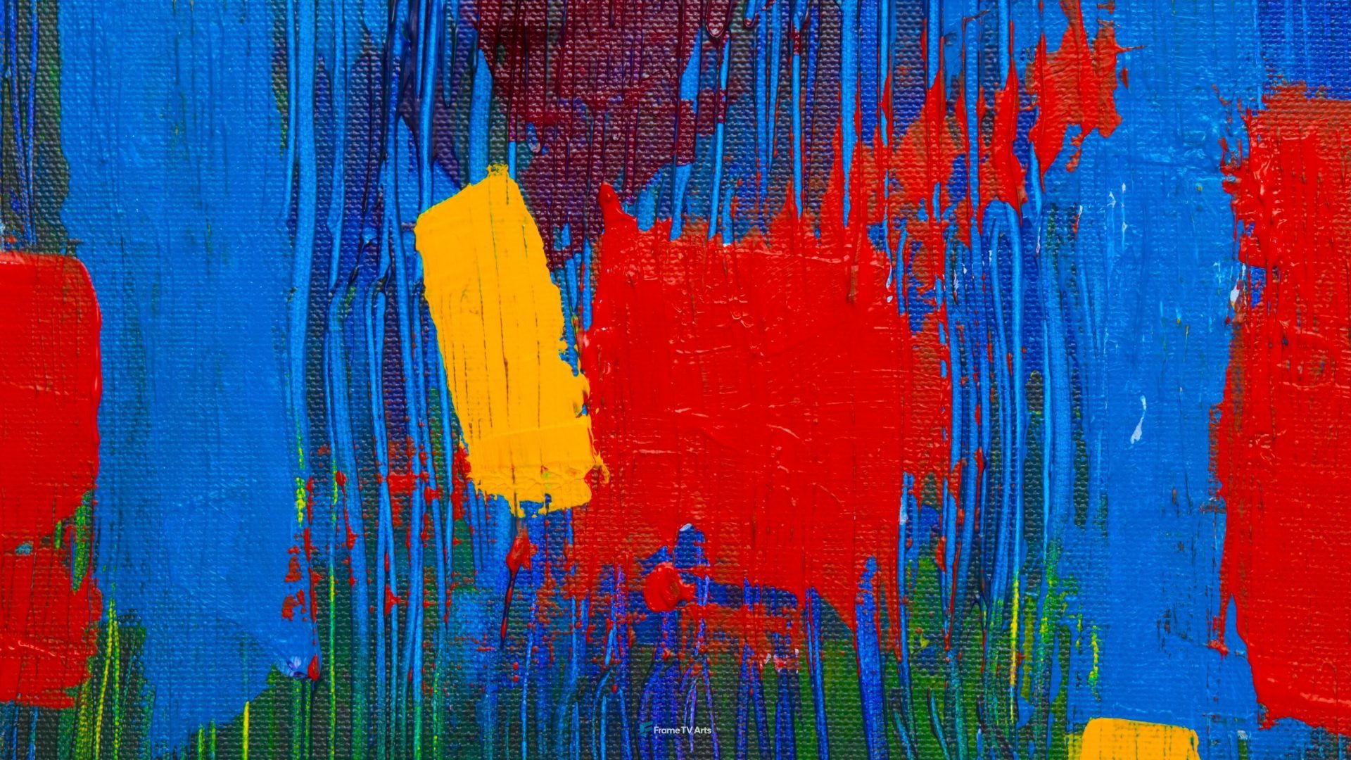 Abstract art with blue and red paint patches and textures — Samsung Frame TV art