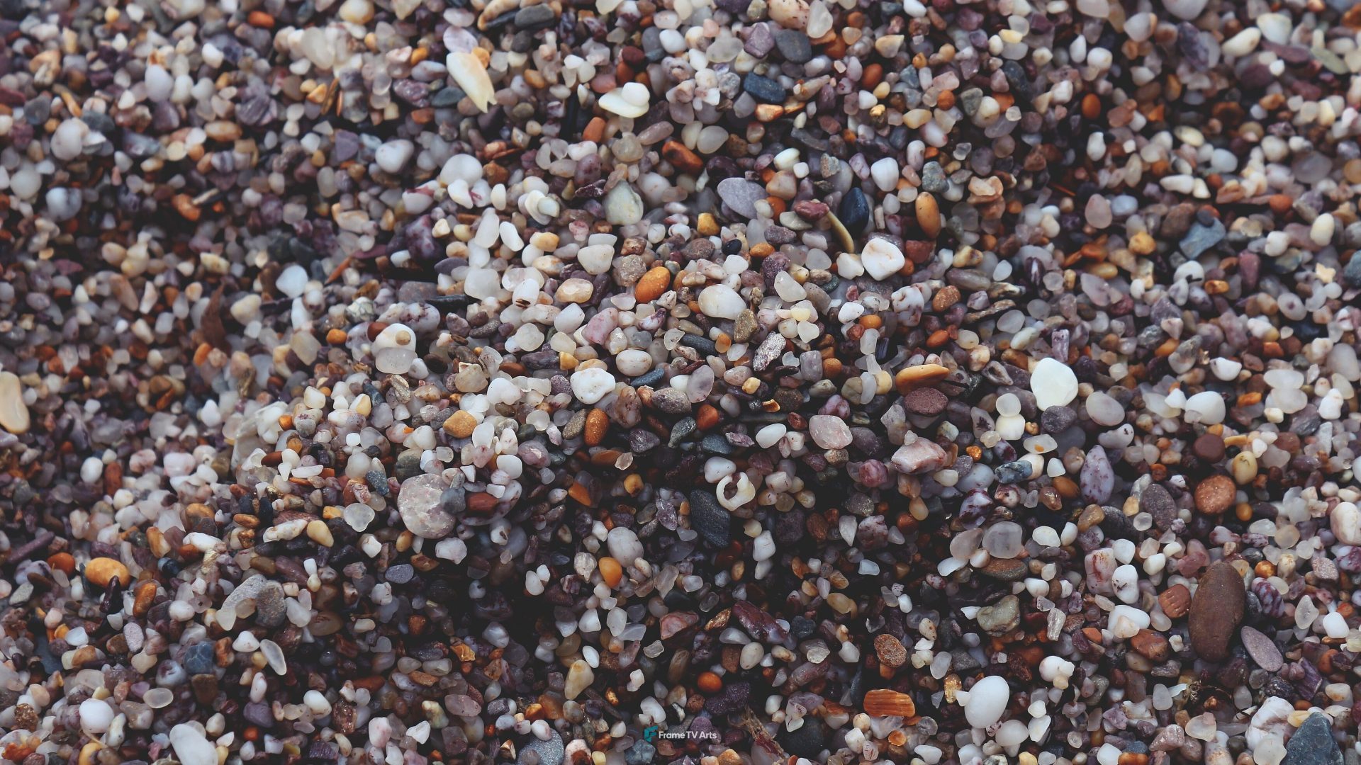 Close-up of multicolored pebbles and stones on shore — Samsung Frame TV art