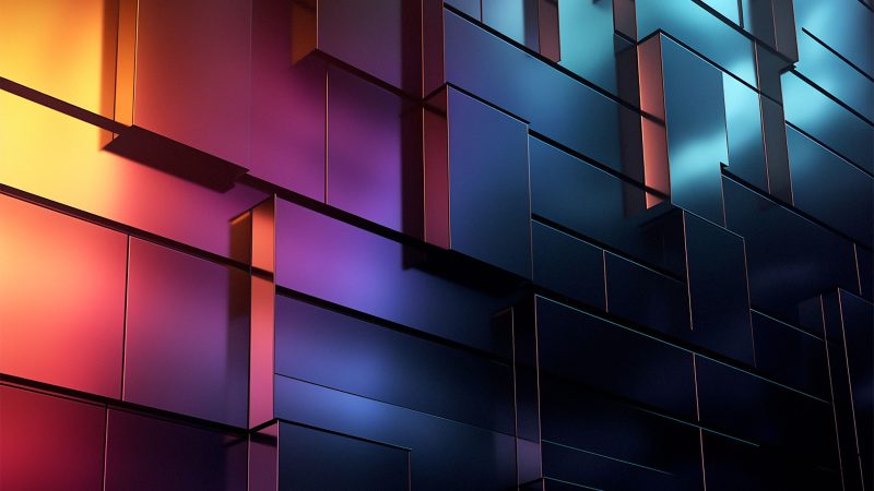 Vivid colors on modern geometric facade — Samsung Frame TV art