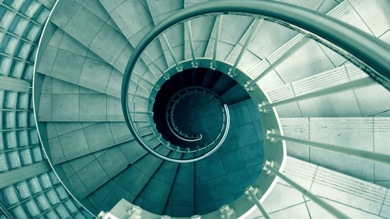 Spiral staircase with modern design — Samsung Frame TV art