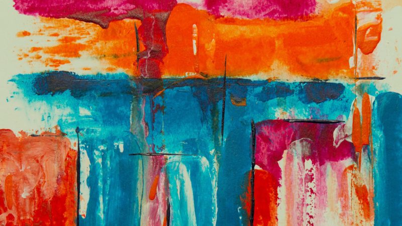 Colorful abstract with orange, blue, pink, and red hues — Samsung Frame TV art