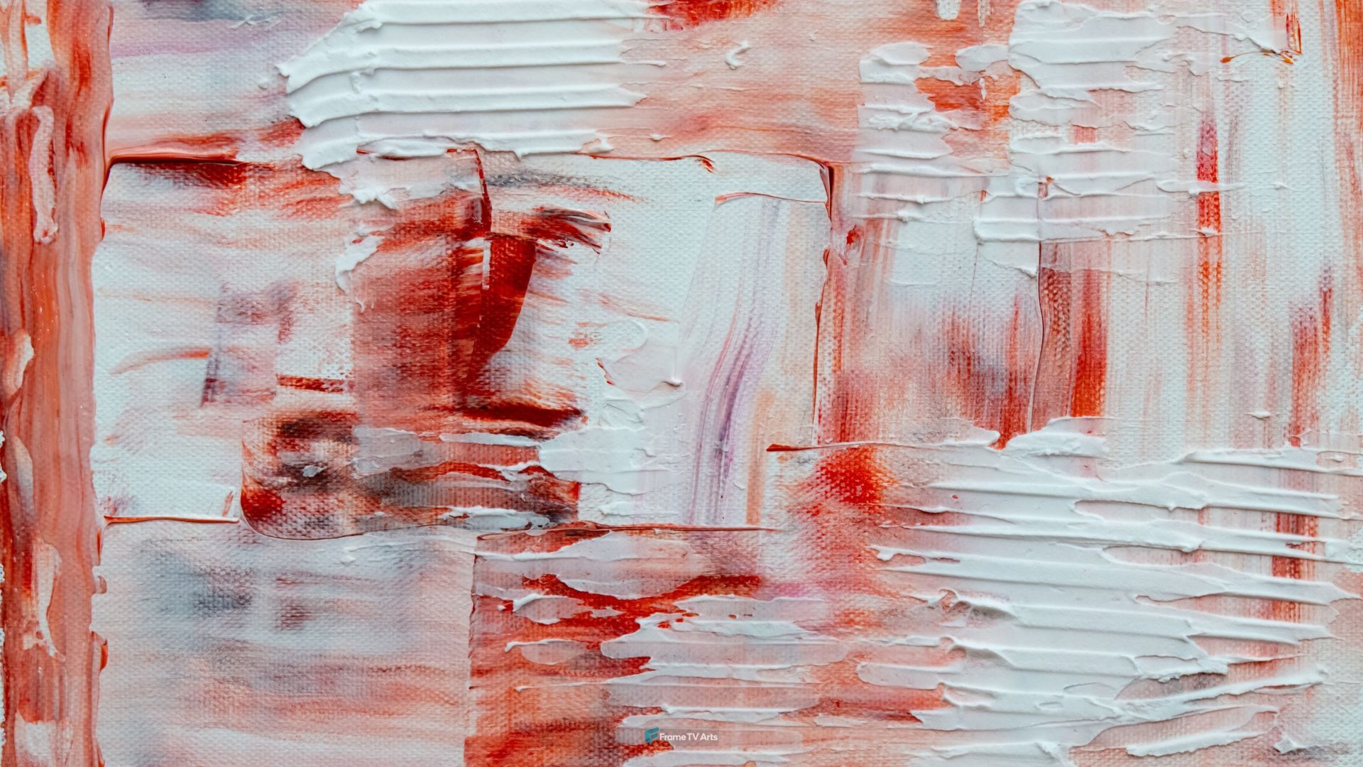 Muted red and white abstract art with textured layers — Samsung Frame TV art