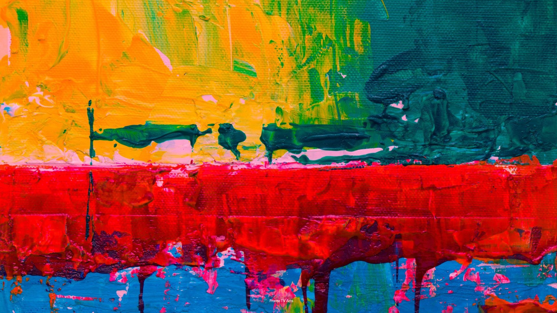 Bright abstract art with red, yellow, green brushstrokes — Samsung Frame TV art