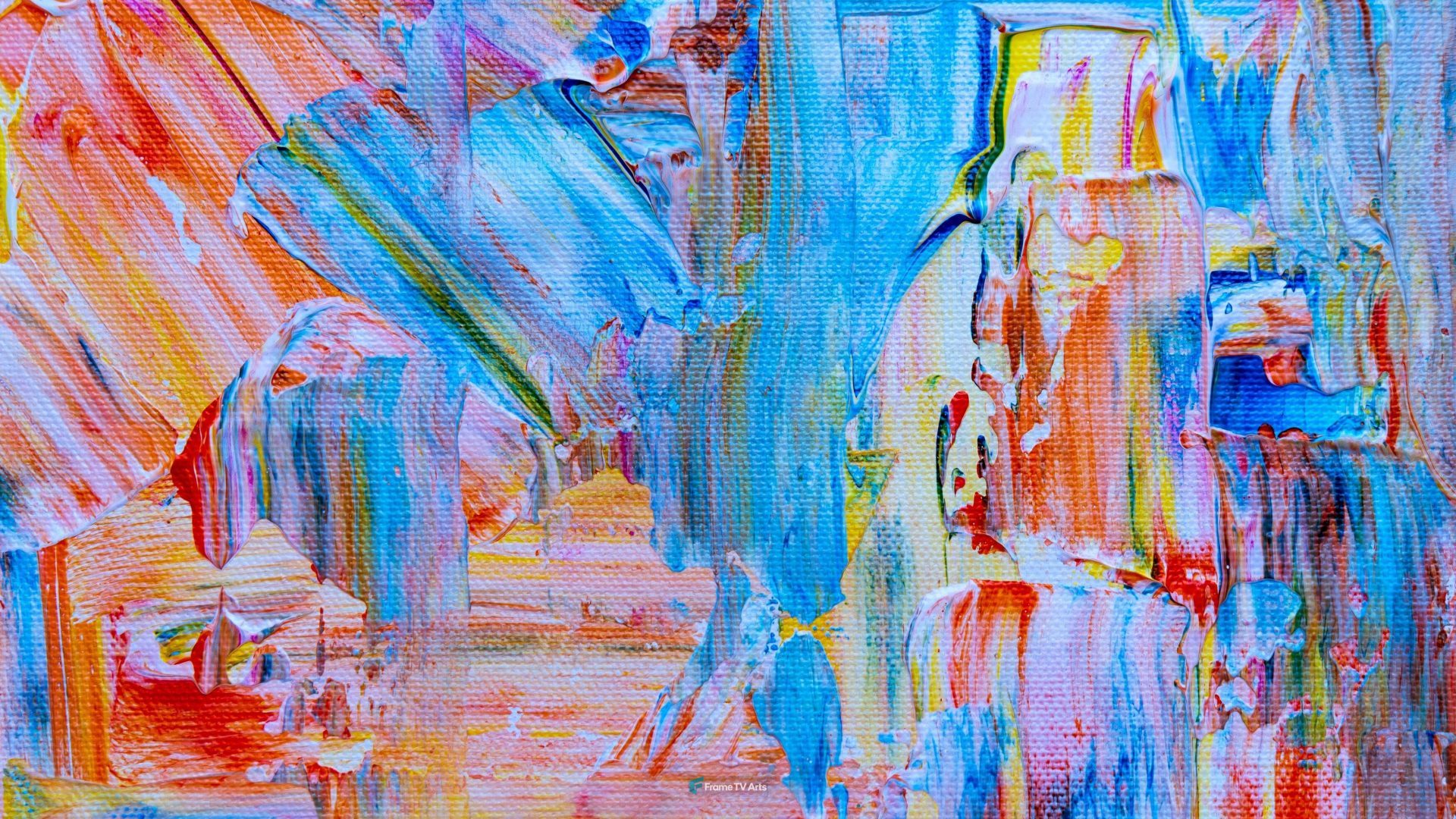 Cool toned abstract art with light blue and peach hues — Samsung Frame TV art