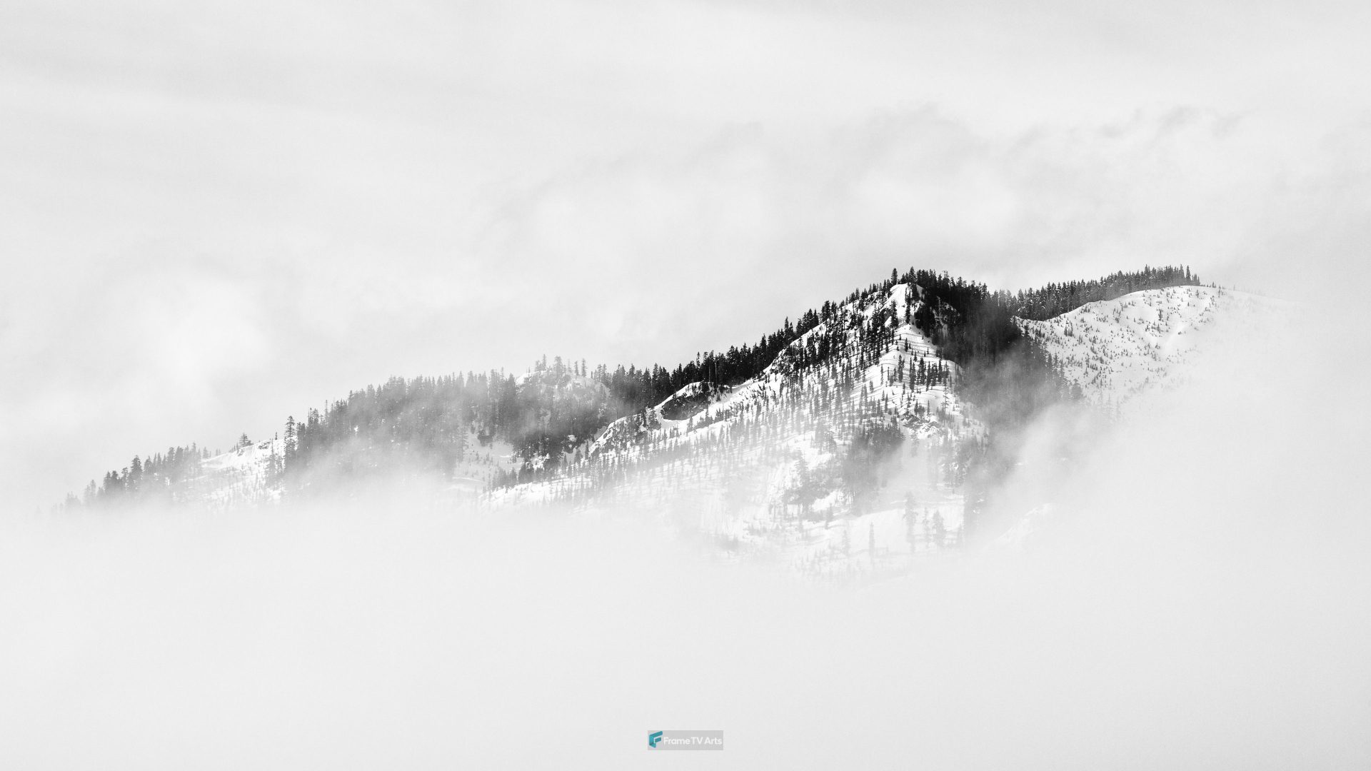 fog covered snow covered mountain — Samsung Frame TV art
