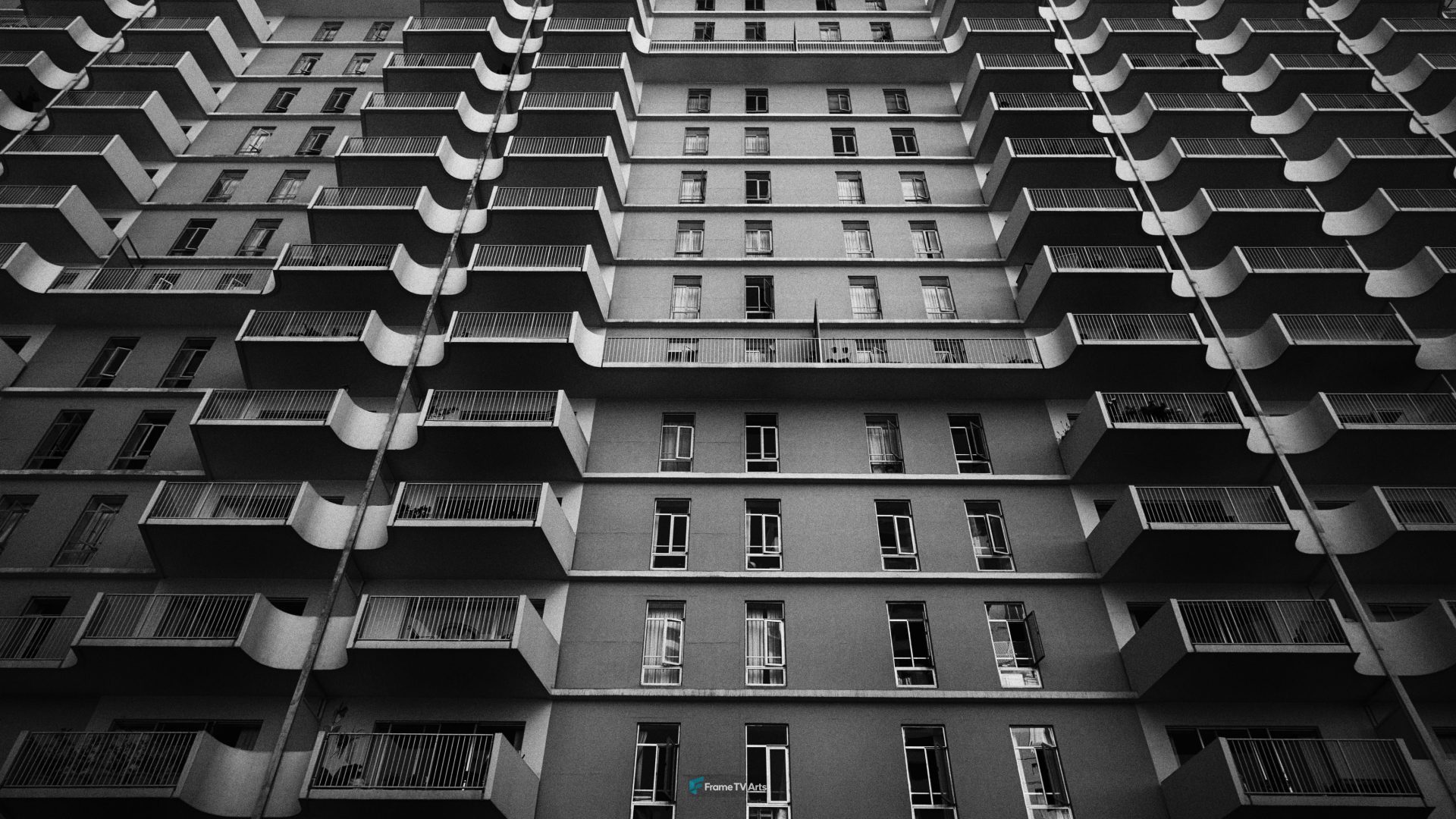 Residential Tower with Balconies From Below — Samsung Frame TV art
