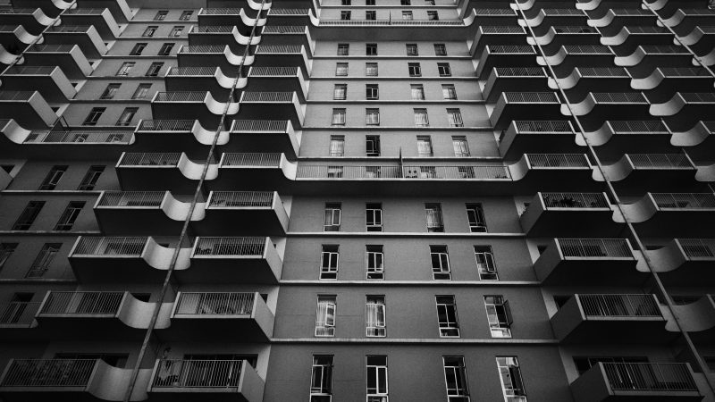 Residential Tower with Balconies From Below — Samsung Frame TV art