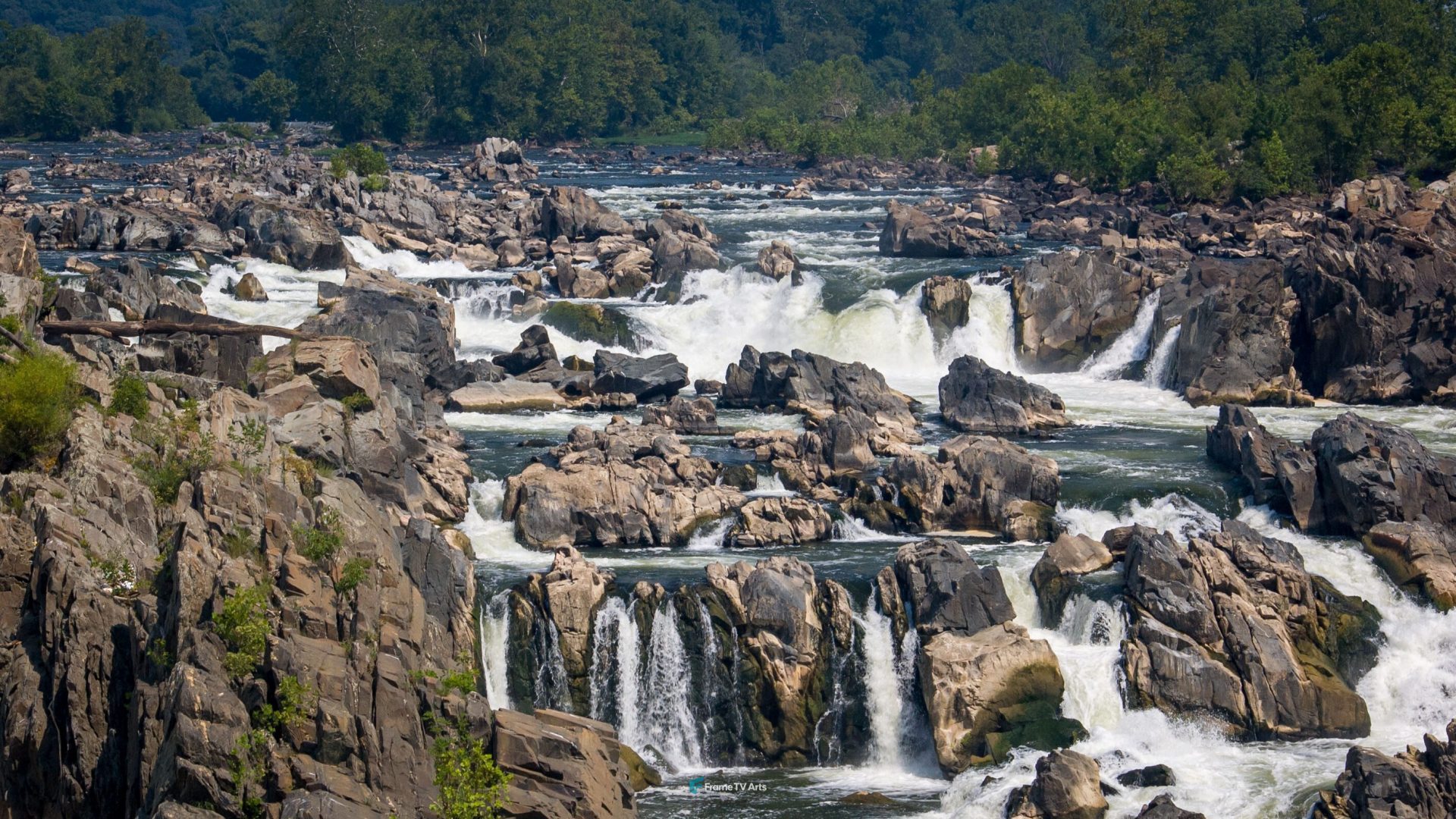 Rugged Waterfall amidst Rocky Landscape — Samsung Frame TV art
