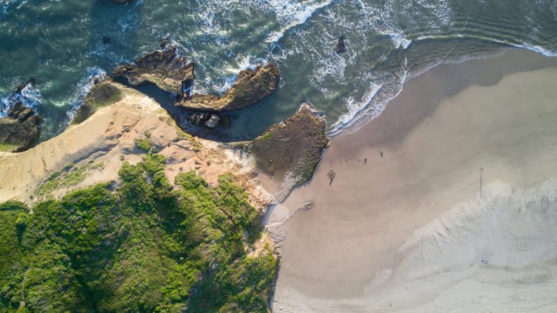 Drone view of beach with waves and cliffs — Samsung Frame TV art