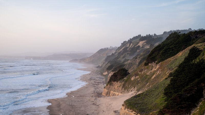 Coastal View of Waves Crashing at Sunset — Samsung Frame TV art