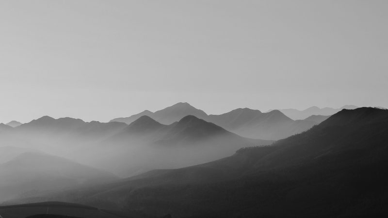 Misty mountains fading into distance at dawn with soft light. — Samsung Frame TV art