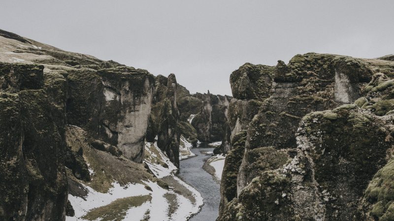 Rugged canyon landscape with winding river and sparse vegetation — Samsung Frame TV art
