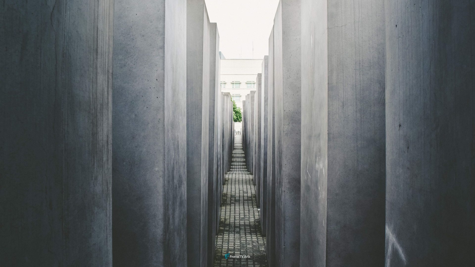 Aisle with concrete pillars — Samsung Frame TV art
